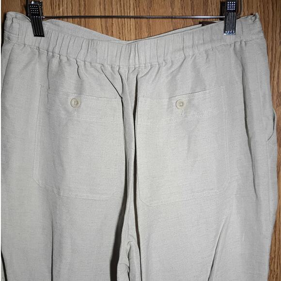 Cubavera beige linen rayon pants m drawstring resort casual beachwear relaxed - Picture 4 of 8